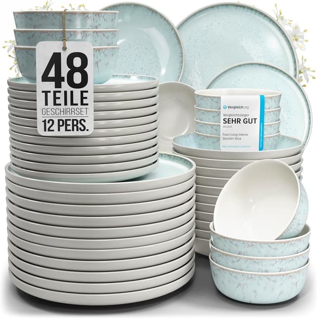 Detalle de Steingut Geschirrset Ibiza 48 tlg für 12