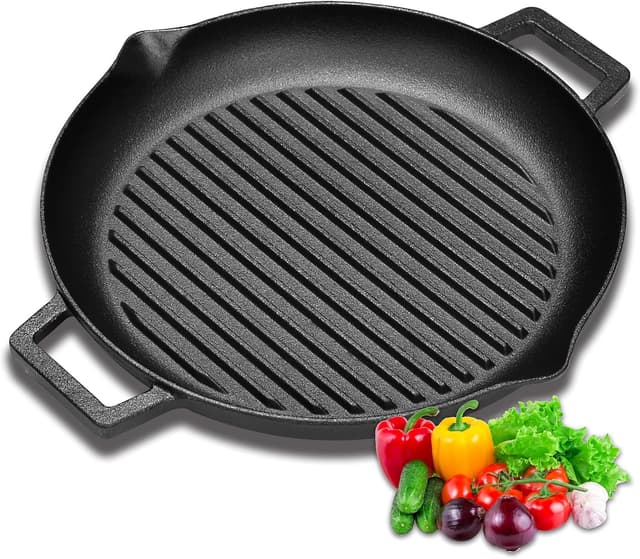Imagen de Velaze Square Cast Iron Griddle Pan (Pre-Seasoned) for Meat, Fish and Vegetables en OfertitasTOP