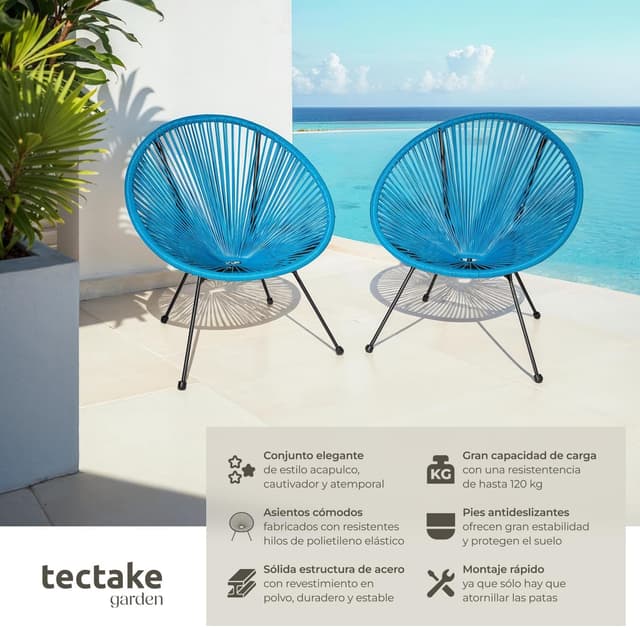 Thumbnail 3 de tectake® Conjunto 2 Sillas Acapulco hasta 120 kg