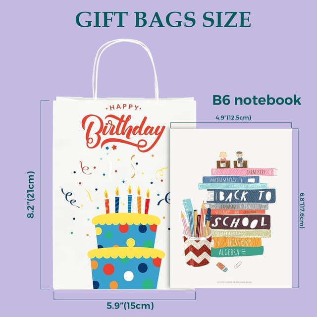 Detalle de Switory 12er Geburtstag Geschenktüten (15 x 8 x 21 cm) mit Henkel, weiß – „Alles Gute zum Geburtstag“