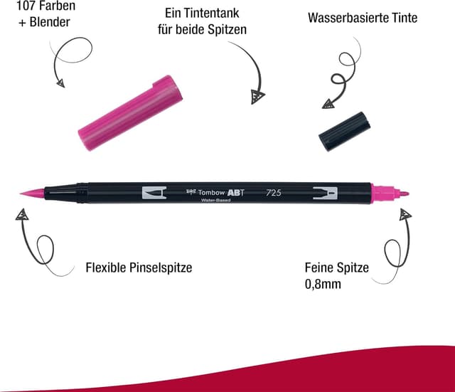 Thumbnail 1 de Tombow ABT Dual Brush Pen, 6 pièces rose