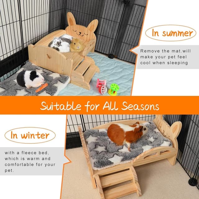 Thumbnail 1 de HYLYUN Wooden Guinea Pig Bed with Stairs 🐹