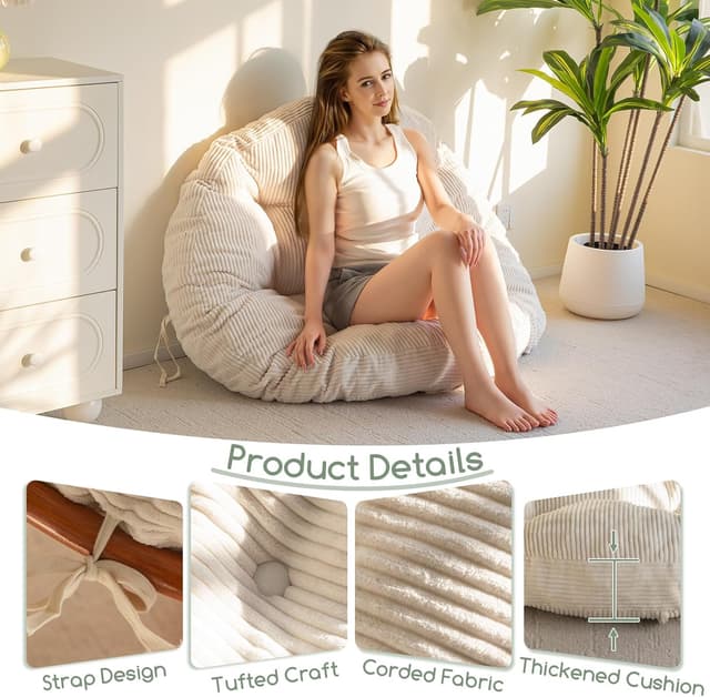 Thumbnail 2 de HIGOGOGO Papasan Cushion 48x48 Corduroy