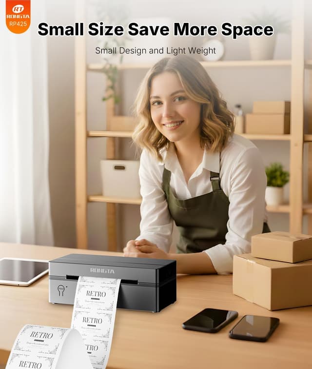 Detalle 2 de Rongta RP425 Bluetooth Thermal Shipping Label Printer (Wireless 4x6) for Postage & Address Labels