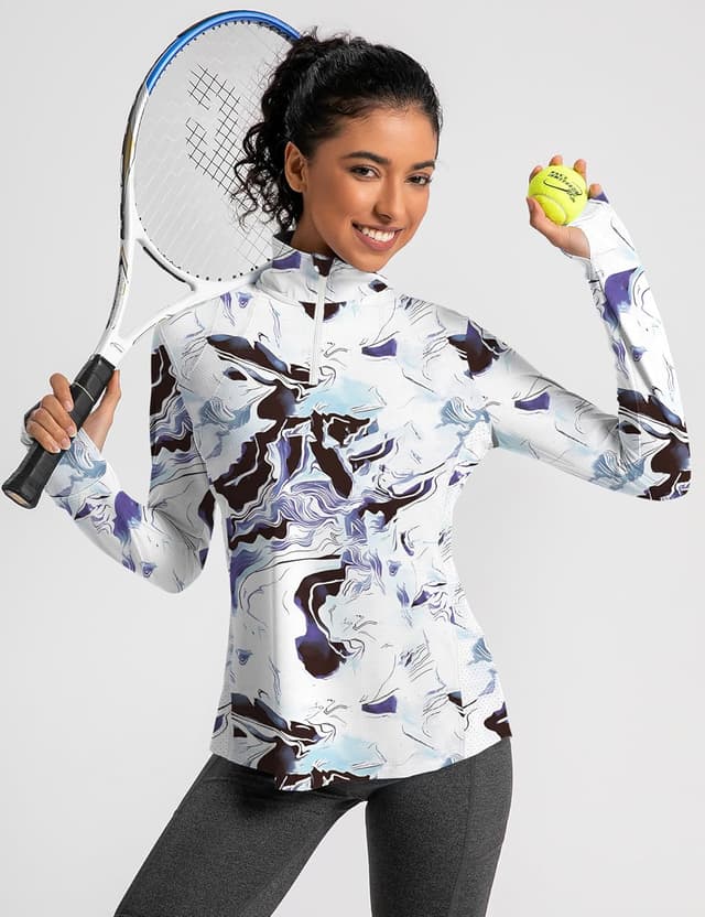 Detalle de IECCP Women’s Long Sleeve Golf Shirt (1/4 Zip) with UPF 50+ Sun Protection