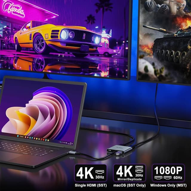 Thumbnail 4 de KOZYC Adaptador USB C a HDMI Dual 4 en 1