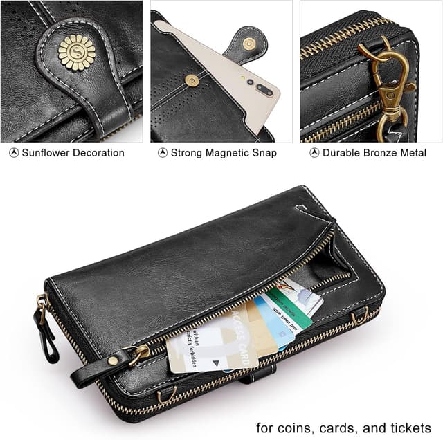 Detalle de S-ZONE Pn22b055 : porte-monnaie pour téléphone avec RFID et bandoulière