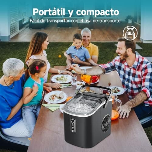 Detalle 2 de EUHOMY máquina de cubitos de hielo pequeña portátil (9 cubos en 6 minutos, hasta 12 kg/día)