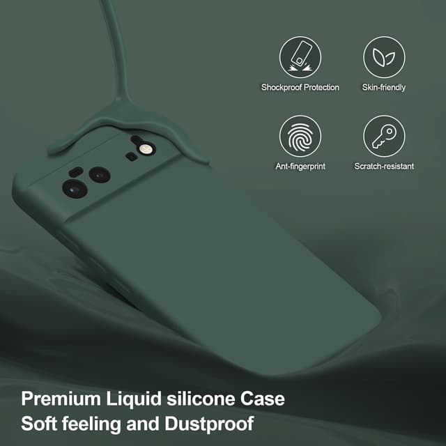 Detalle de Btstring Hülle für Google Pixel 6 aus Silikon – Ganzkörper-Case mit weichem Mikrofaserfutter (Grün)