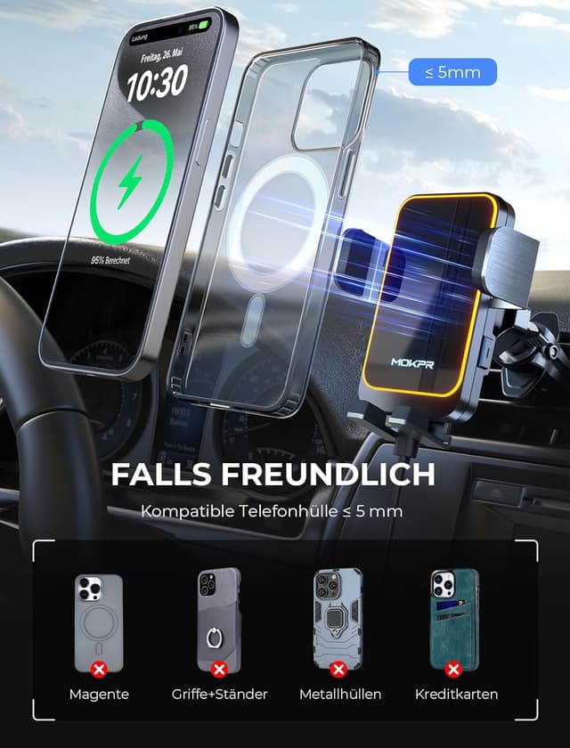 Thumbnail 5 de MOKPR 15W Handyhalterung Auto mit induktivem Laden