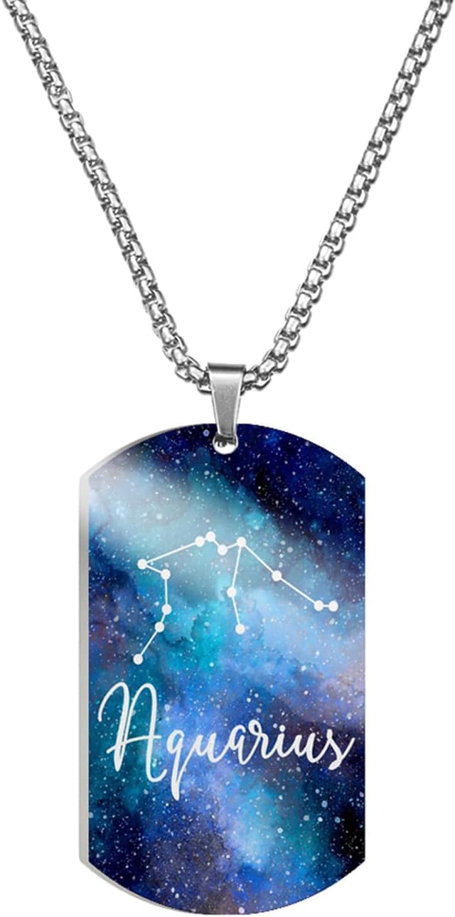 Detalle de Caimeytie Halskette aus Edelstahl mit farbigem Anhänger (12 Sternzeichen/„Konstellationen“) – Geschenkverpackung