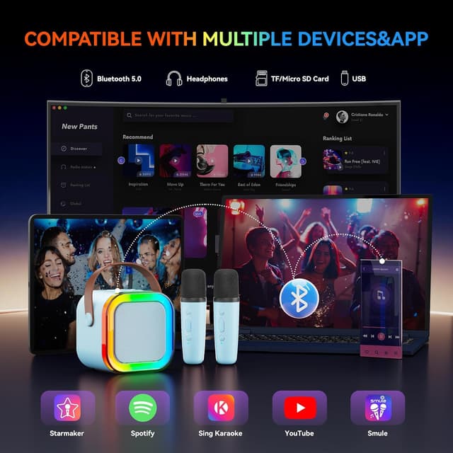 Detalle 2 de Portable Karaoke Mini Microphone Bluetooth Speaker 1 🎤