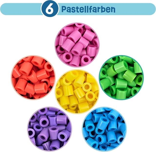Detalle de Smowo Große 10mm Bügelperlen (2000 Stück) mit 6 Pastellfarben – XL Steckperlen für Kinder ab 3 Jahren