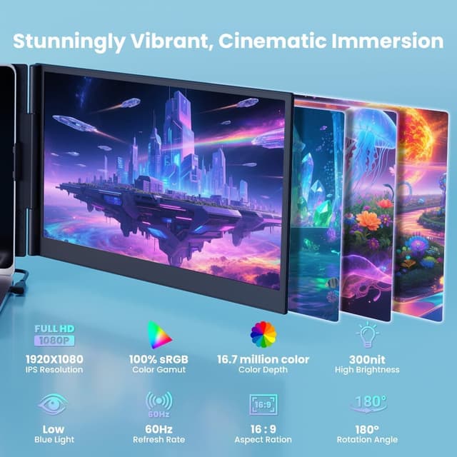 Thumbnail 2 de Hyangin Triple Laptop Screen Extender 14-inch 1080P