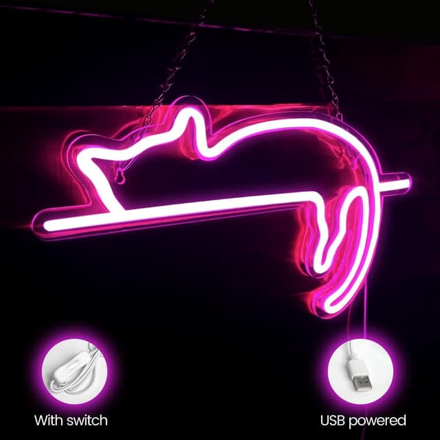 Detalle 2 de PILOYINDE Katze LED Schild 16,5×9,8 🪧