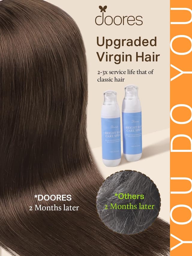 Detalle 2 de DOORES 14-Inch Tape-In Hair Extensions (Real Remy Human Hair), Chocolate Brown, 100g/40pcs