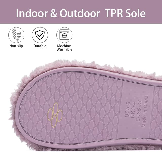 Detalle de GOEWY Damen-Hausschuhe mit Memory Foam – offene Fersen Pantoffeln mit rutschfester Sohle