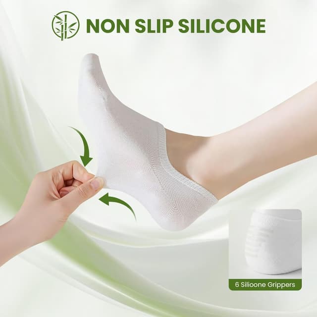 Detalle de FALARY Bamboo No Show Trainer Socks (Invisible Low Cut Ankle) – 6 Pairs