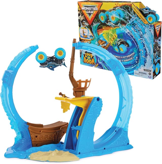 Detalle de Monster Jam set di gioco Megalodon Loop of Doom in scala 1:64