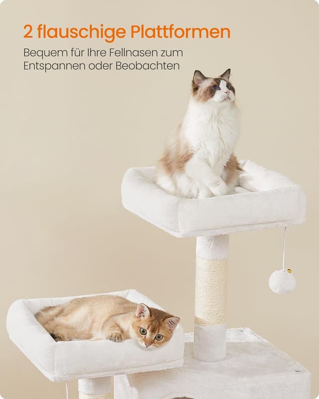 Detalle de Feandrea Kratzbaum PCT141W02, Katzenbaum mit Kratzbrett und Aussichtsplattform (115 cm)