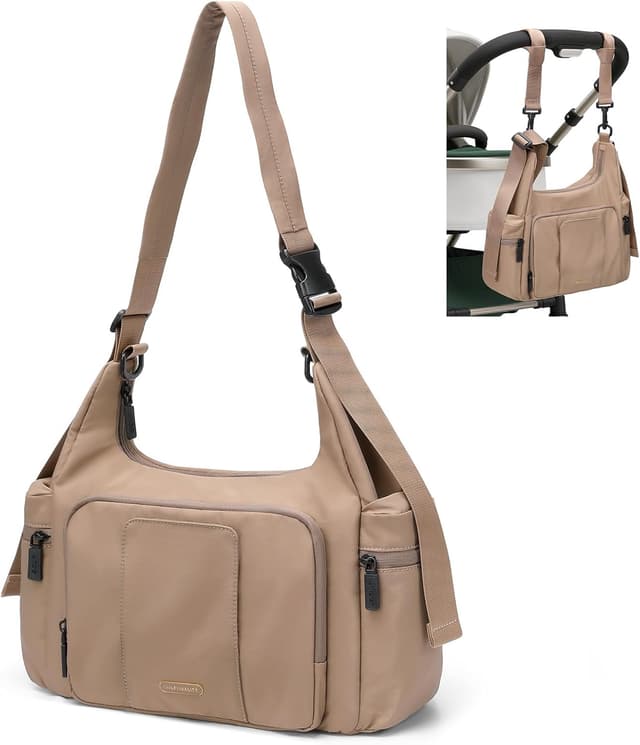 Detalle de GOLF QUALITY Large Diaper Bag Messenger with Stroller Straps and Insulated Pockets (14L)