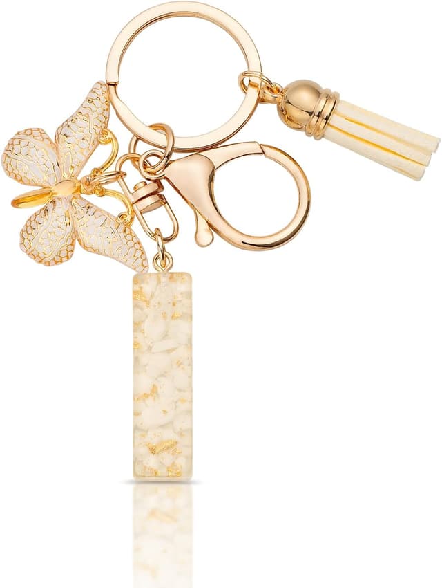 Thumbnail 6 de MORSUNBELA Schlüsselanhänger mit Buchstabe, Schmetterling & Quaste – personalisiert als Geschenk für Mädchen und Frauen