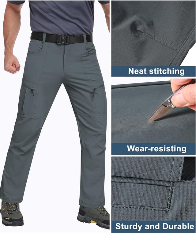 Detalle de Mens Waterproof Hiking Cargo Work Pants with 6 Pockets (Lightweight Nylon Quick-Dry)