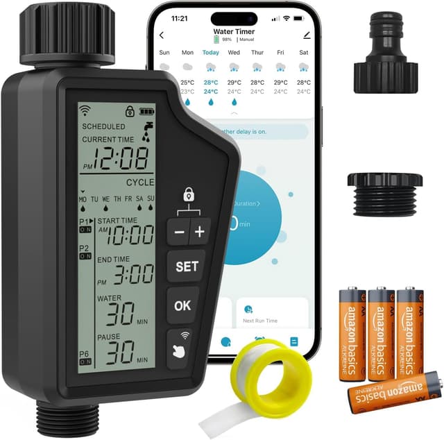 Detalle de MIUCDA Timer Irrigazione WiFi: programmatore smart per rubinetto con app e ritardo pioggia