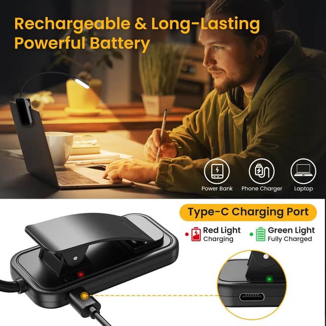 Detalle 1 de GARITE Luz Lectura USB 10 LED 360°