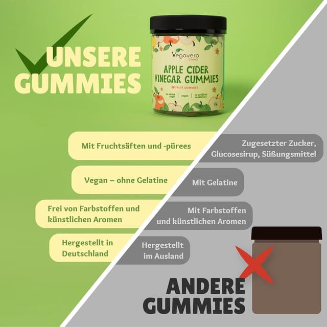 Thumbnail 4 de Vegavero Apfelessig Gummibärchen 90 Stück 🍬