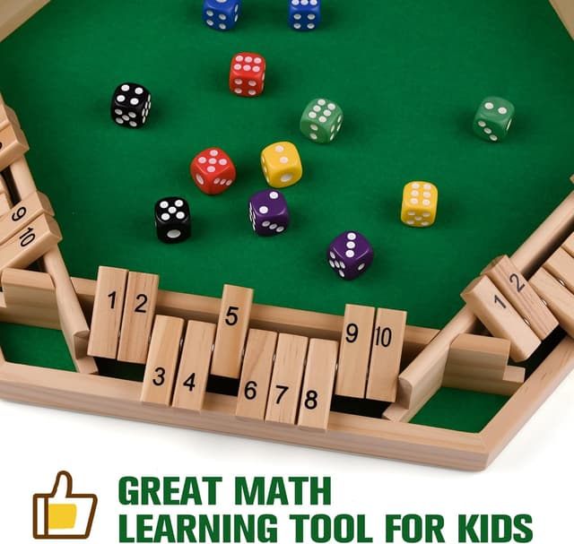 Detalle de Havnidy Shut the Box : jeu de dés classique en bois pour 6 joueurs