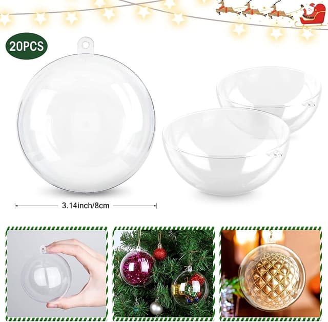 Detalle de Lot de 20 boules de Noël en acrylique transparent Uten (8 cm) à remplir