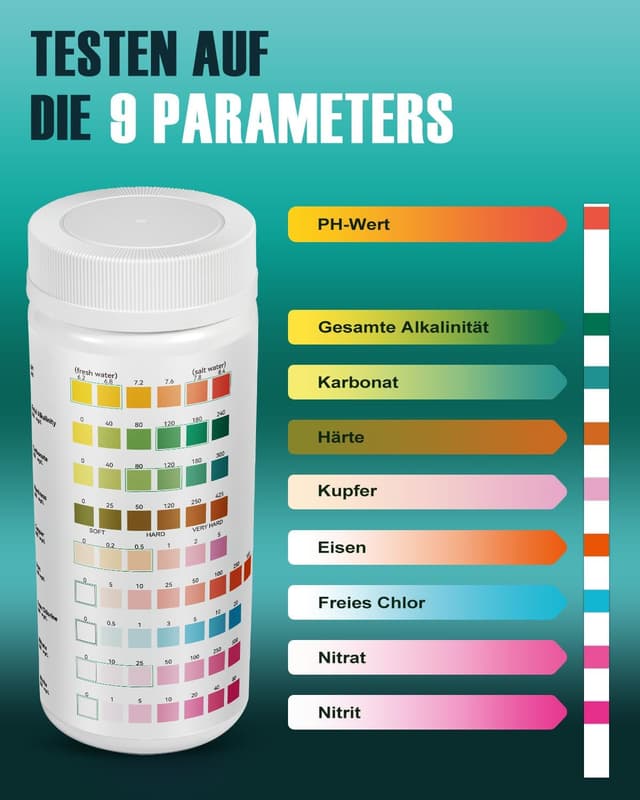 Thumbnail 3 de Wolmds 9‑in‑1 Aquarium Teststreifen 100er