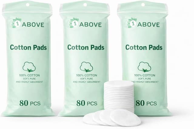 Detalle de 1ABOVE 240-Pack Round Cotton Wool Pads (100% Pure Cotton) for Daily Facial Cleansing & Makeup Removal