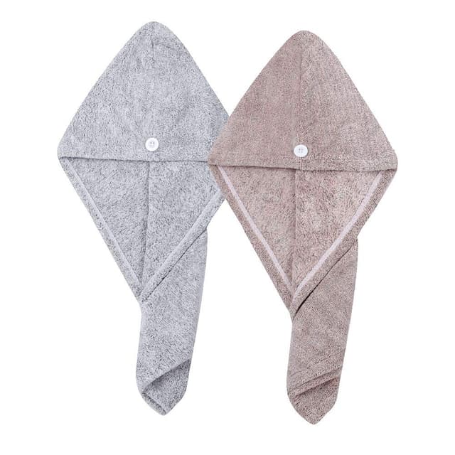 Detalle de M-bestl Haarhandtuch/Turban mit Knöpfen – Mikrofaser-Set zum schnellen Trocknen, 2er-Pack