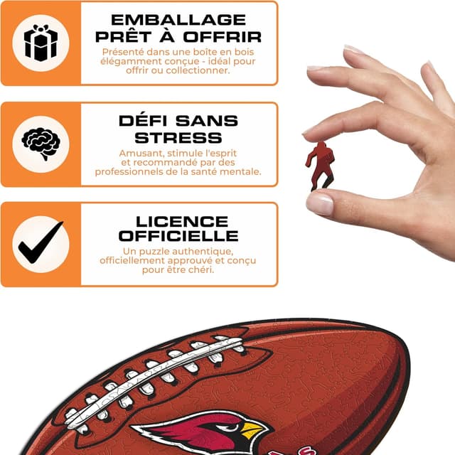 Detalle de Iconic Puzzles Arizona Cardinals – Puzzle en bois sous licence officielle NFL, 270 pièces (taille M)