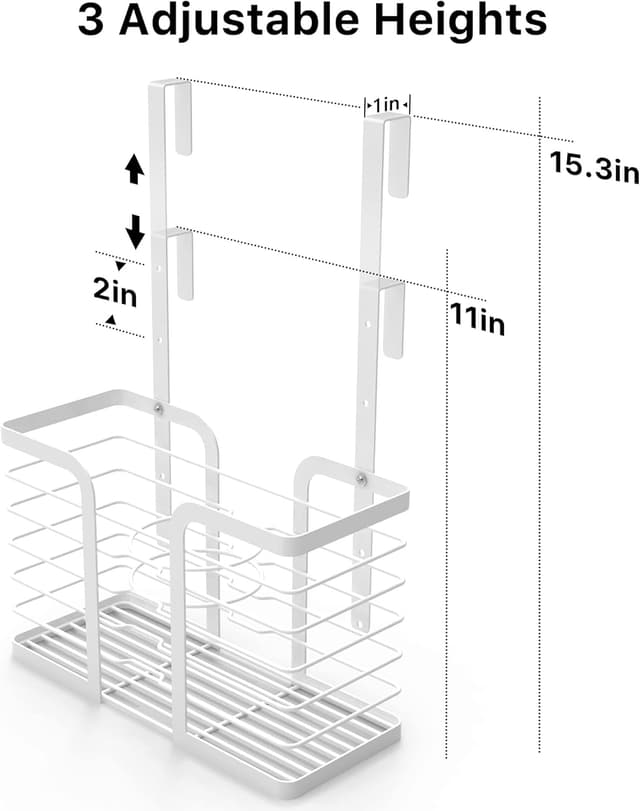 Detalle 2 de YIGII Adjustable Height Hair Dryer Holder (3-Level Hook) for Cabinet Doors or Wall Mounting