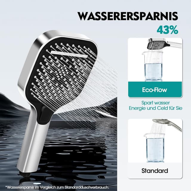 Detalle de HydroLuxe Soffione doccia cromato con 3 tipi di getto e anticalcare (130 mm)