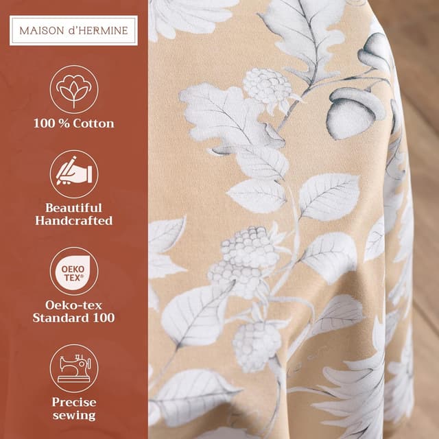 Detalle 2 de Maison d’ Hermine 100% Cotton Round Table Cloth (69-inch) for Fall, Thanksgiving, and Christmas Decor