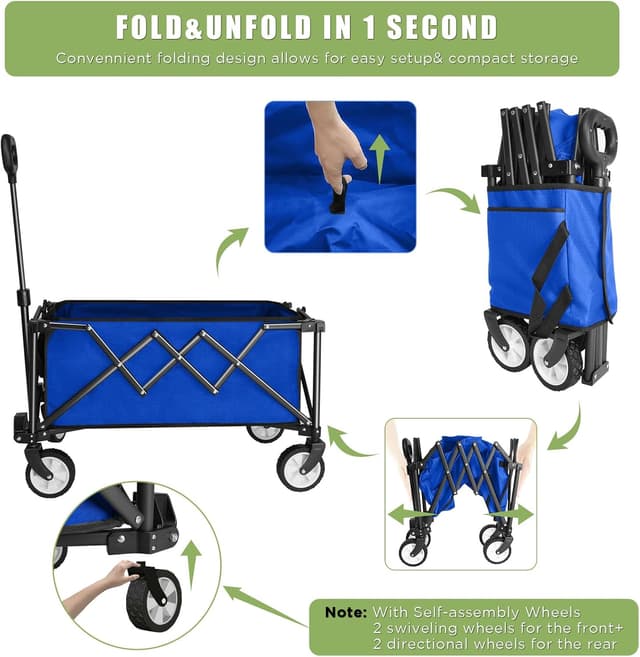 Detalle de HOFTME folding trolley wagon 100L capacity