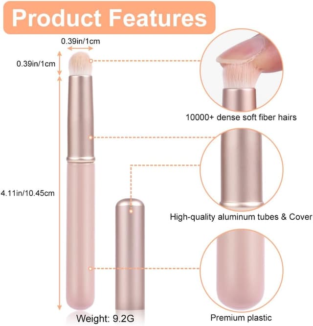 Detalle 2 de Pochette AOOWU pinceaux à lèvres portables (3 pièces) pour appliquer rouge à lèvres, gloss et fard