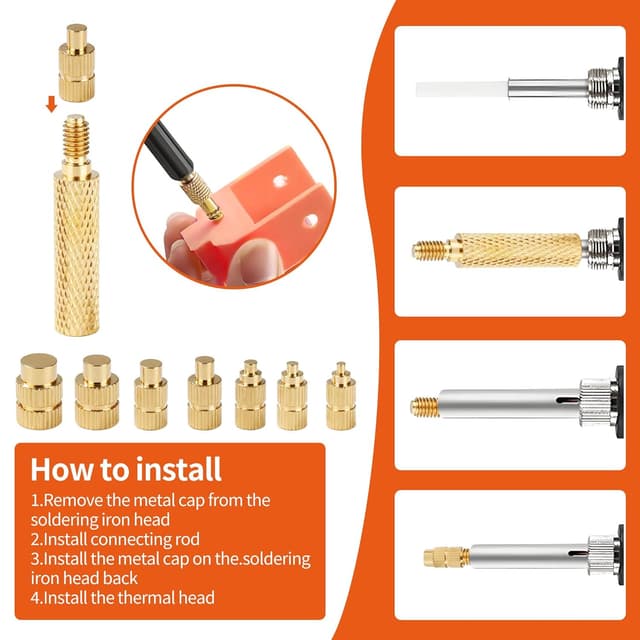 Detalle de Set 308 inserti filettati con scatole in plastica per stampa 3D (M2–M6) e utensili per inserimento a caldo in ottone