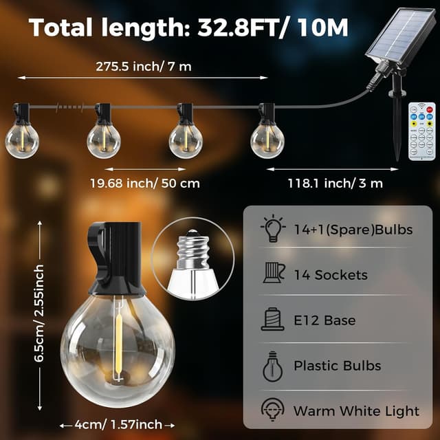 Detalle 2 de kolpop Solar-Lichterkette Außen 10 m