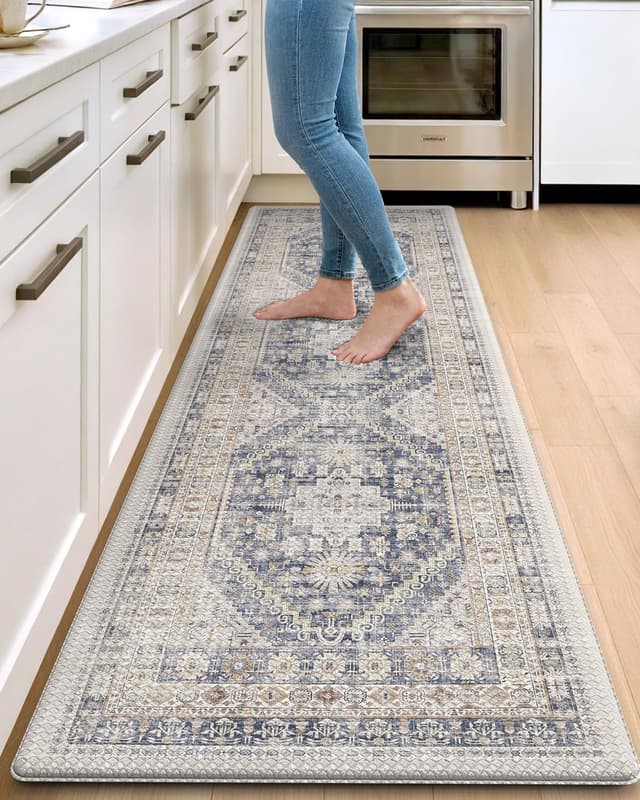 Detalle de DEXI Kitchen Floor Mats Anti Fatigue 23x86 Waterproof Memory Foam Runner Rug (White)
