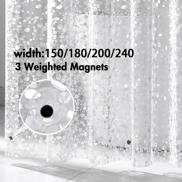 Detalle 2 de MIULEE Cortina de Ducha Antimoho con Imanes y Patrón 3D
