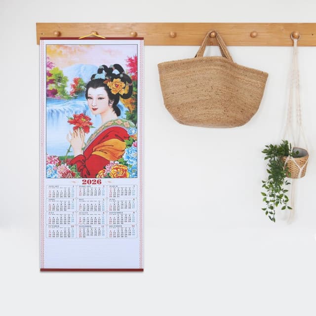 Detalle de DIYEAH 2026 Year of the Horse Chinese wall calendar hanging scroll (76 x 31cm)