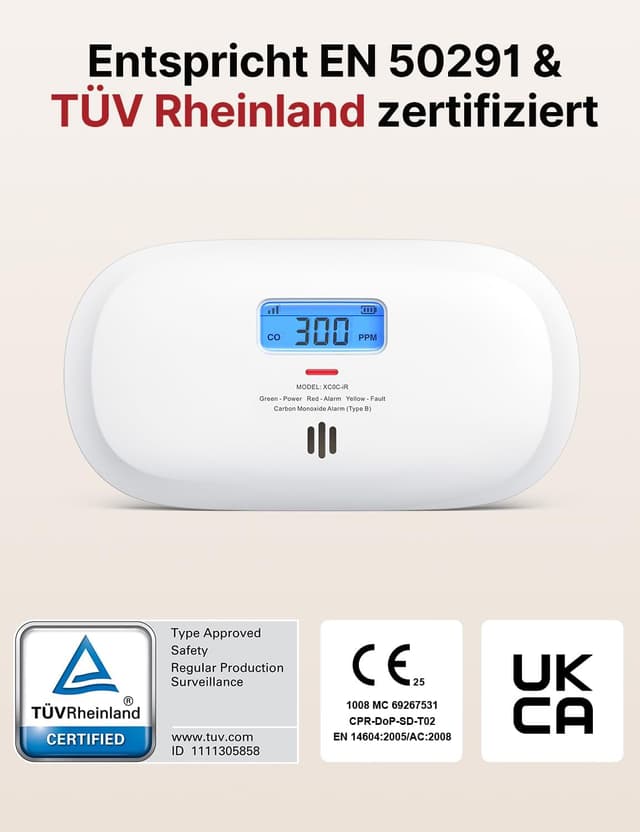 Thumbnail 1 de X-Sense XC0C-iR Kohlenmonoxidmelder mit LCD-Display