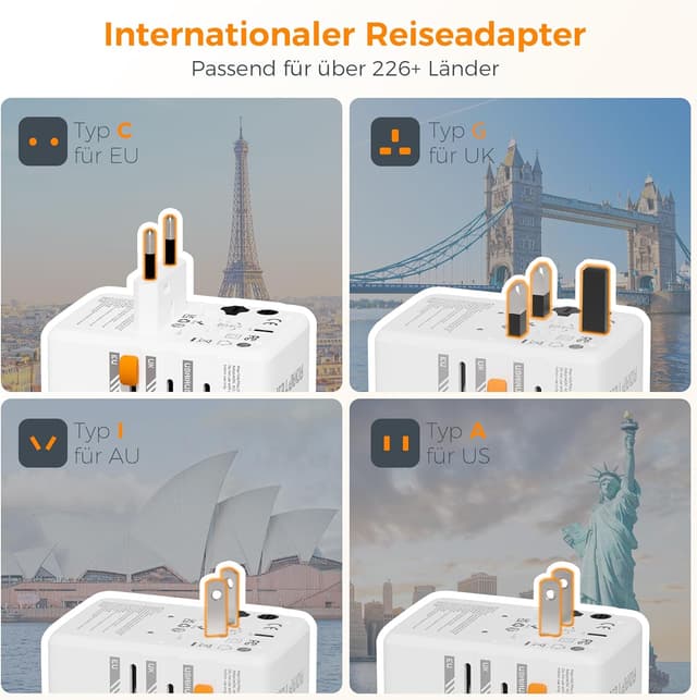 Detalle 2 de TESSAN 65W GaN Reiseadapter für Welt