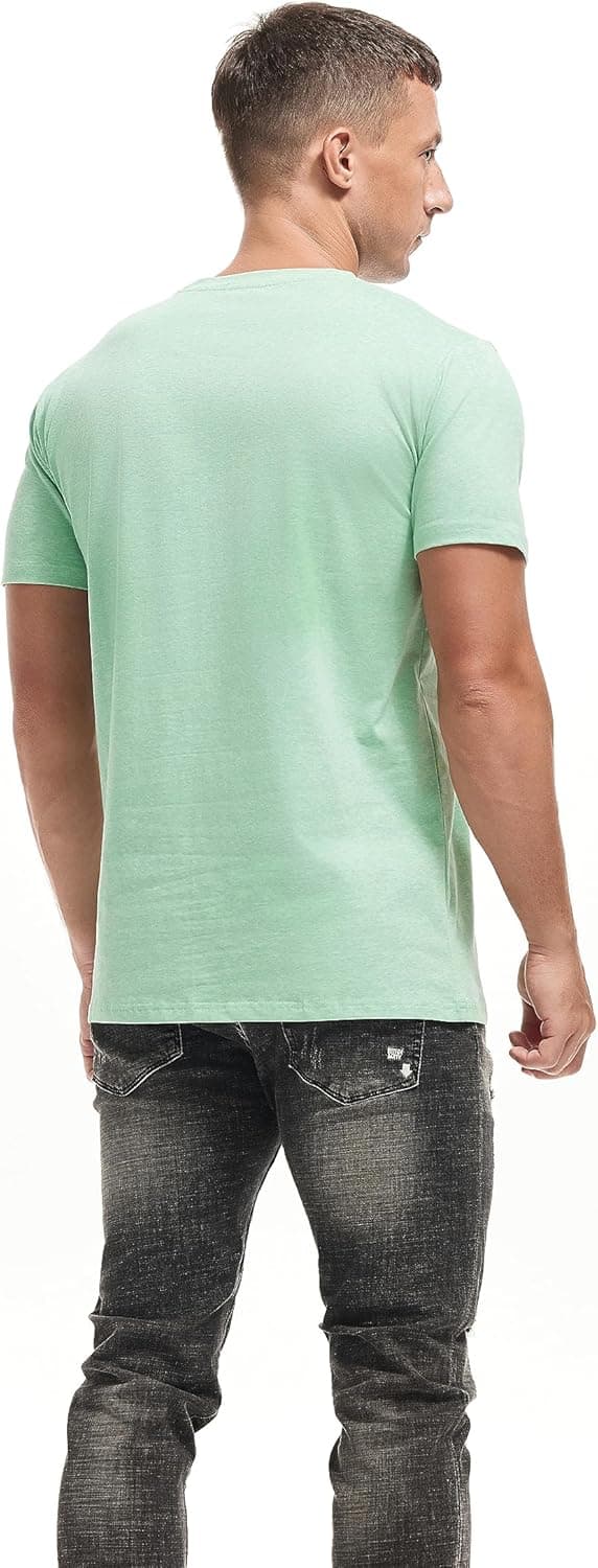 Detalle de VEIISAR Herren Langarm- und Kurzarm-T-Shirt aus 200 g Baumwolle (Slim Fit) – Zweifarben-Melange Unterziehshirt