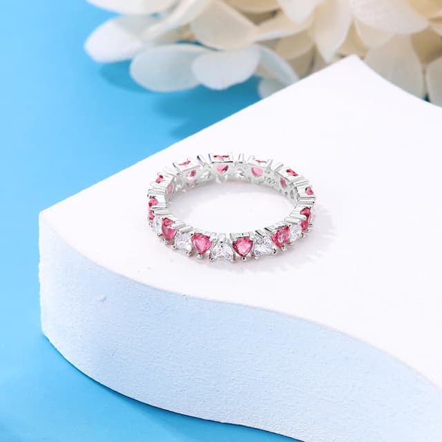 Detalle de KUNSIR 925 Sterling Silber Liebesknoten-Ring mit Zirkonia (Größe R1) für Damen